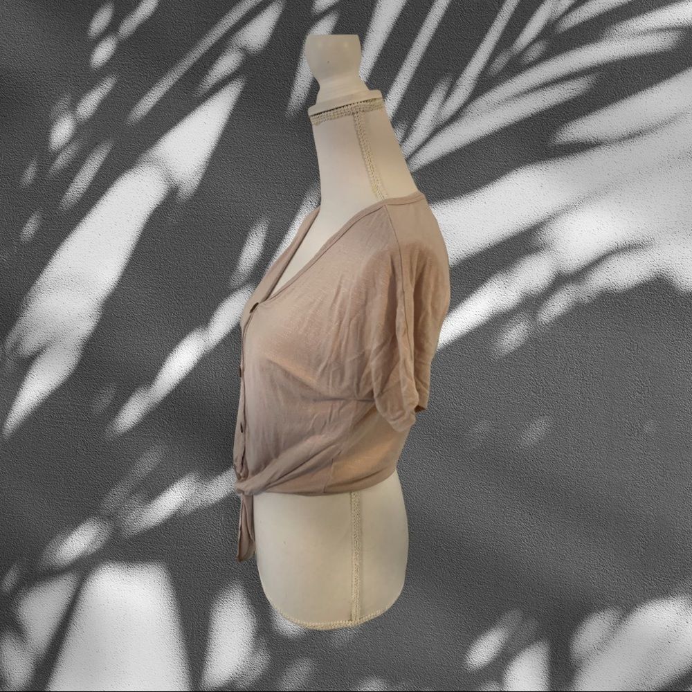 Tie Front Button Up Crop Top - image 2